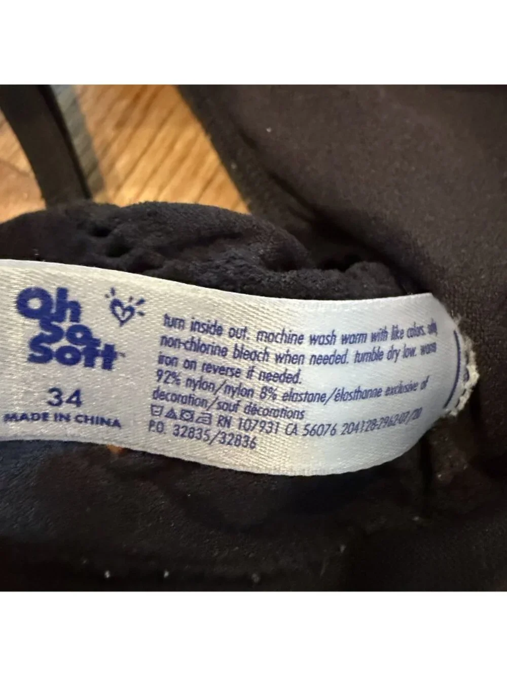 Justice oh So Soft girls Black bra size 34